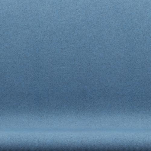 Fritz Hansen Svan soffa 2-personers, svart lack/divina melange ljusblå
