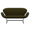 Fritz Hansen Svan soffa 2-sits, svart lackerad/divina melange mörka oliver