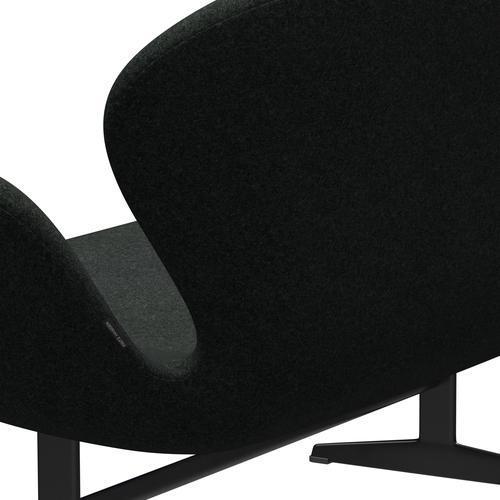 Fritz Hansen Svan soffa 2-sits, svart lackerad/divina melange salt & peppar