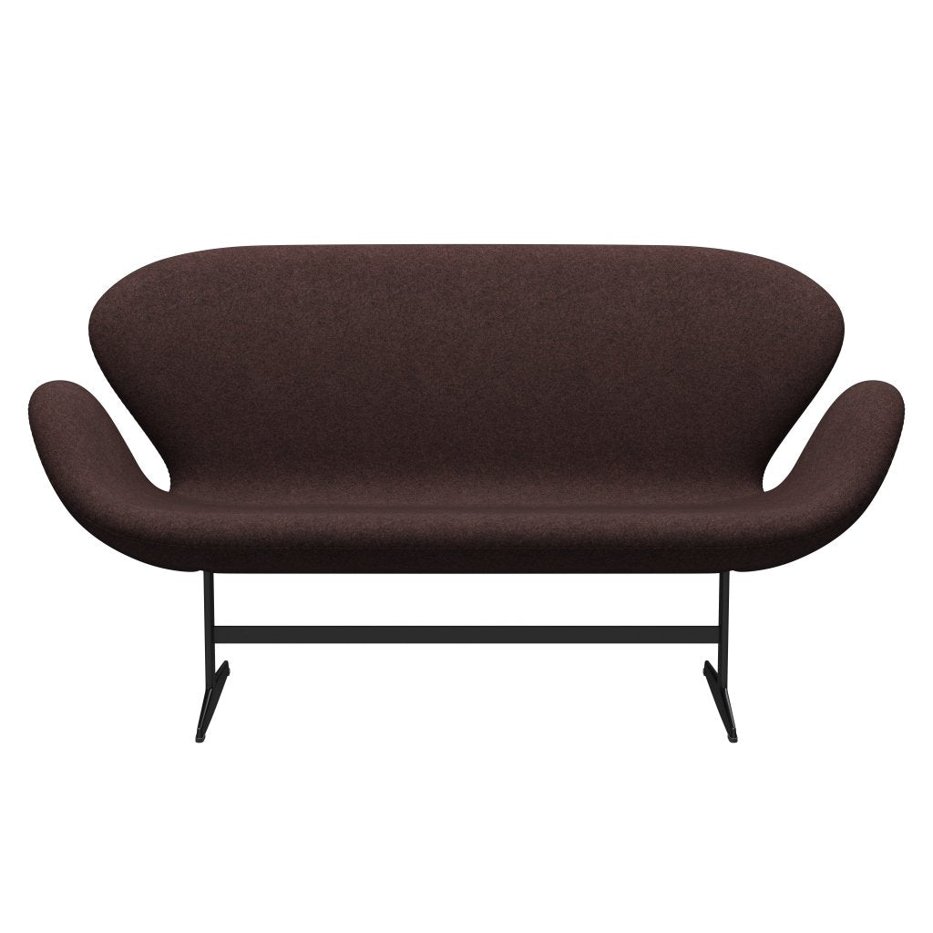 Fritz Hansen Svan soffa 2-sits, svart lackerad/divina melange dammig lila