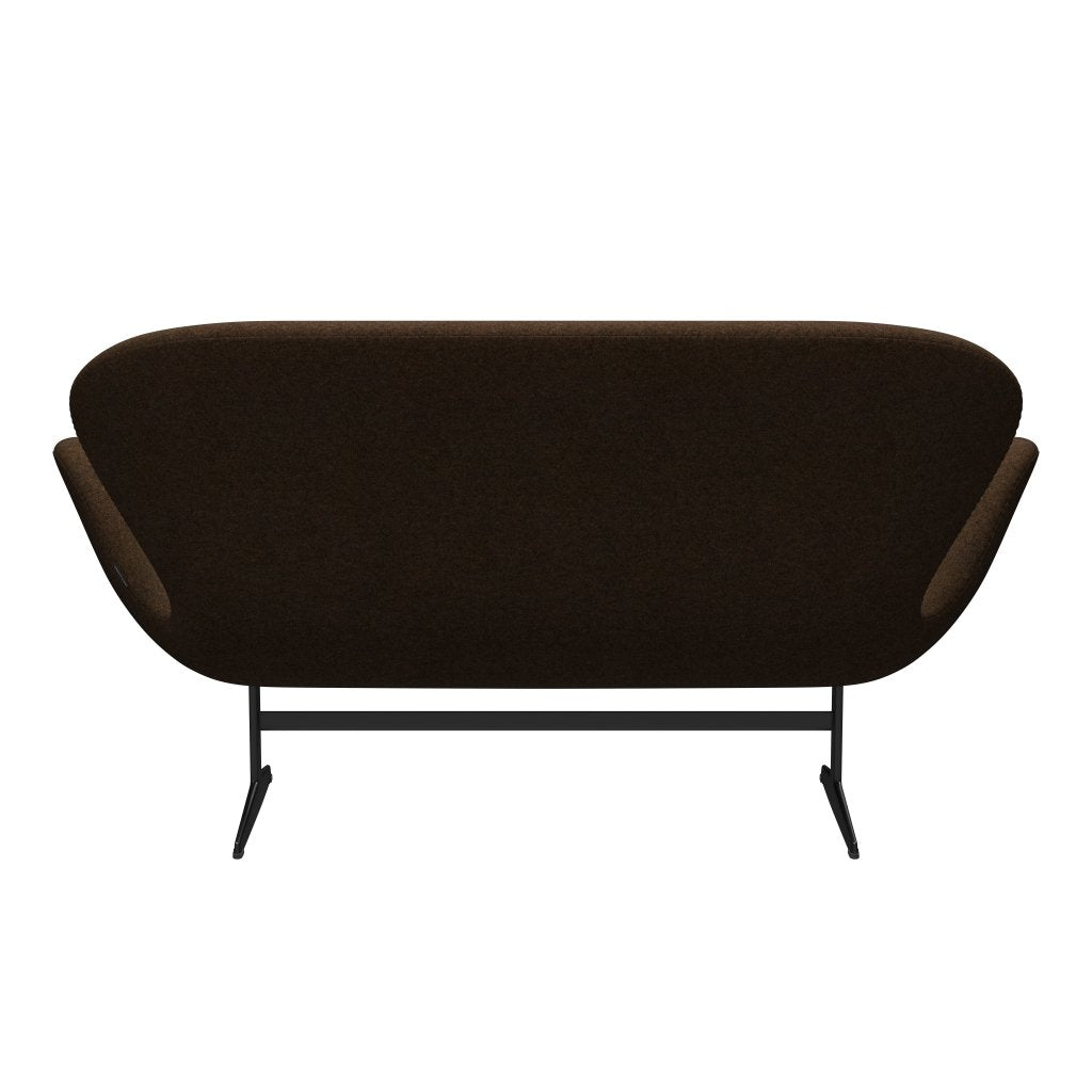 Fritz Hansen Svan soffa 2-sits, svart lackerad/divina melange varm brun