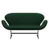 Fritz Hansen Svan soffa 2-sits, svart lackerad/divina melange mörk varm grön