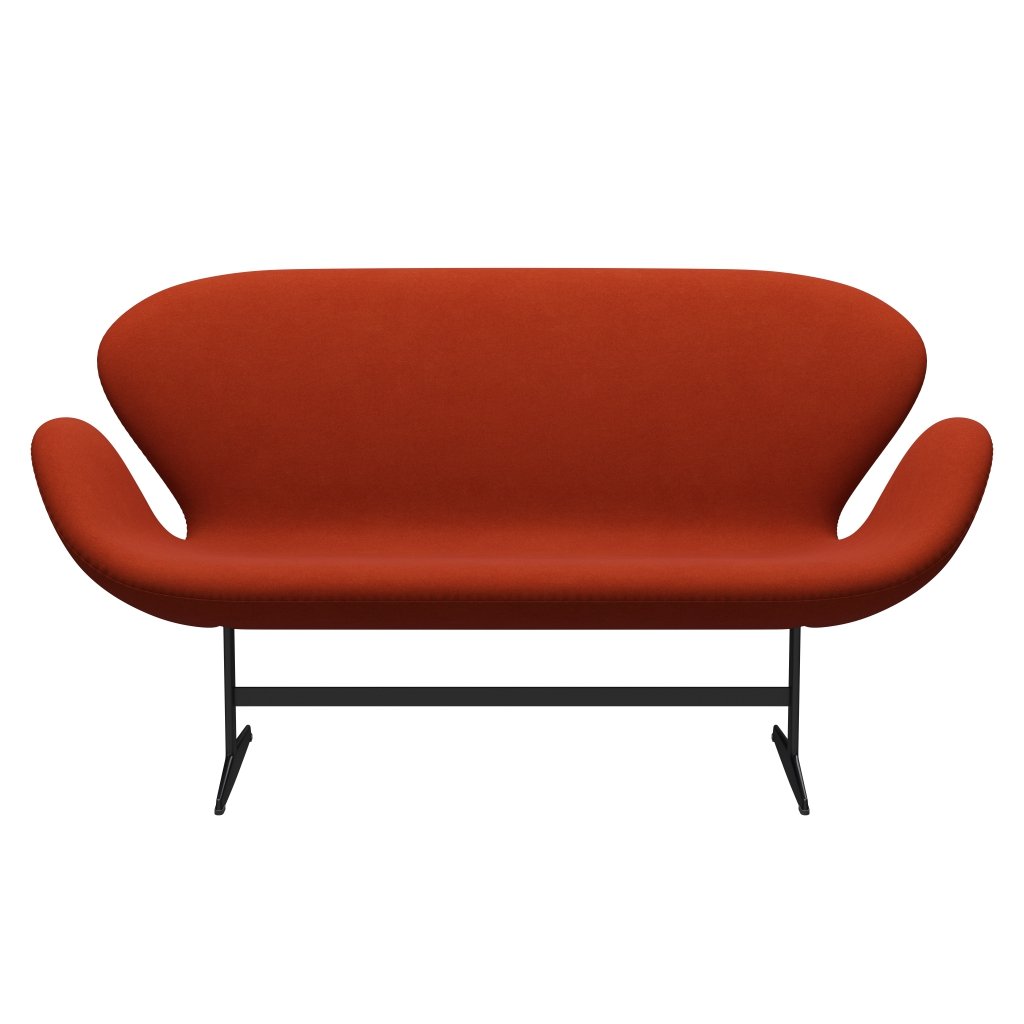 Fritz Hansen Svan soffa 2-person, svart lackerad/divina terrakotta röd