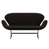 Fritz Hansen Svan soffa 2-sits, svart lackerad/berömmelse mörkbrun