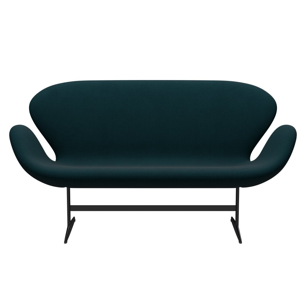 Fritz Hansen Svan soffa 2-sits, svart lackerad/berömmelse mörkgrön