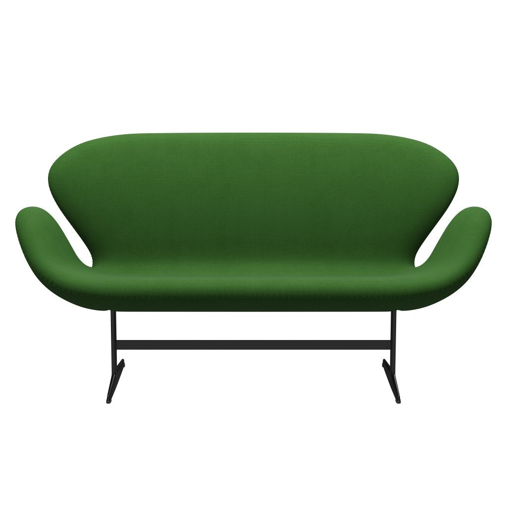Fritz Hansen Svan soffa 2-sits, svart lackerad/berömmelse gräsgrön
