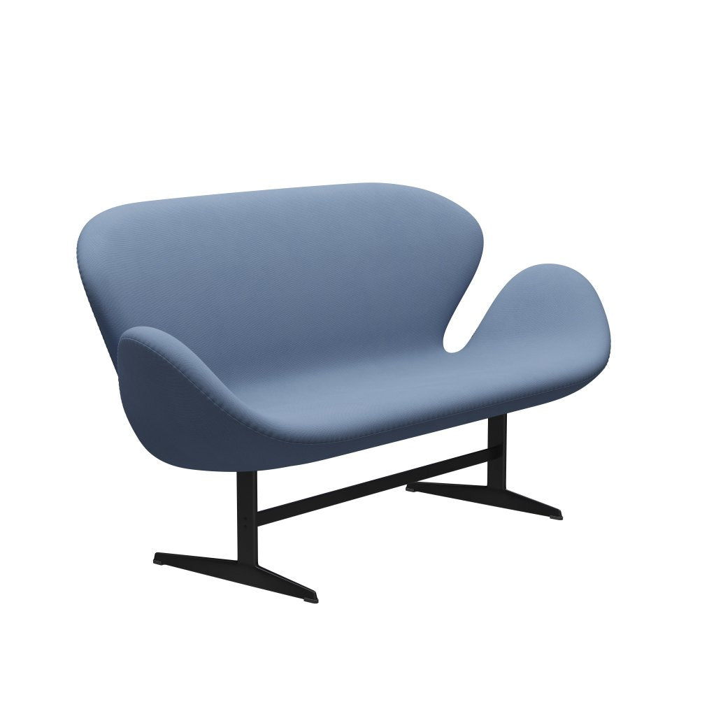Fritz Hansen Svan soffa 2-sits, svart lackerad/berömmelse grå blå