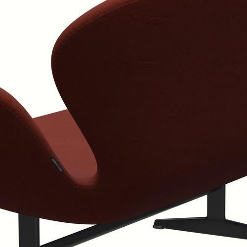 Fritz Hansen Svan soffa 2-sits, svart lackerad/berömmelse ljusgråbrun (63076)