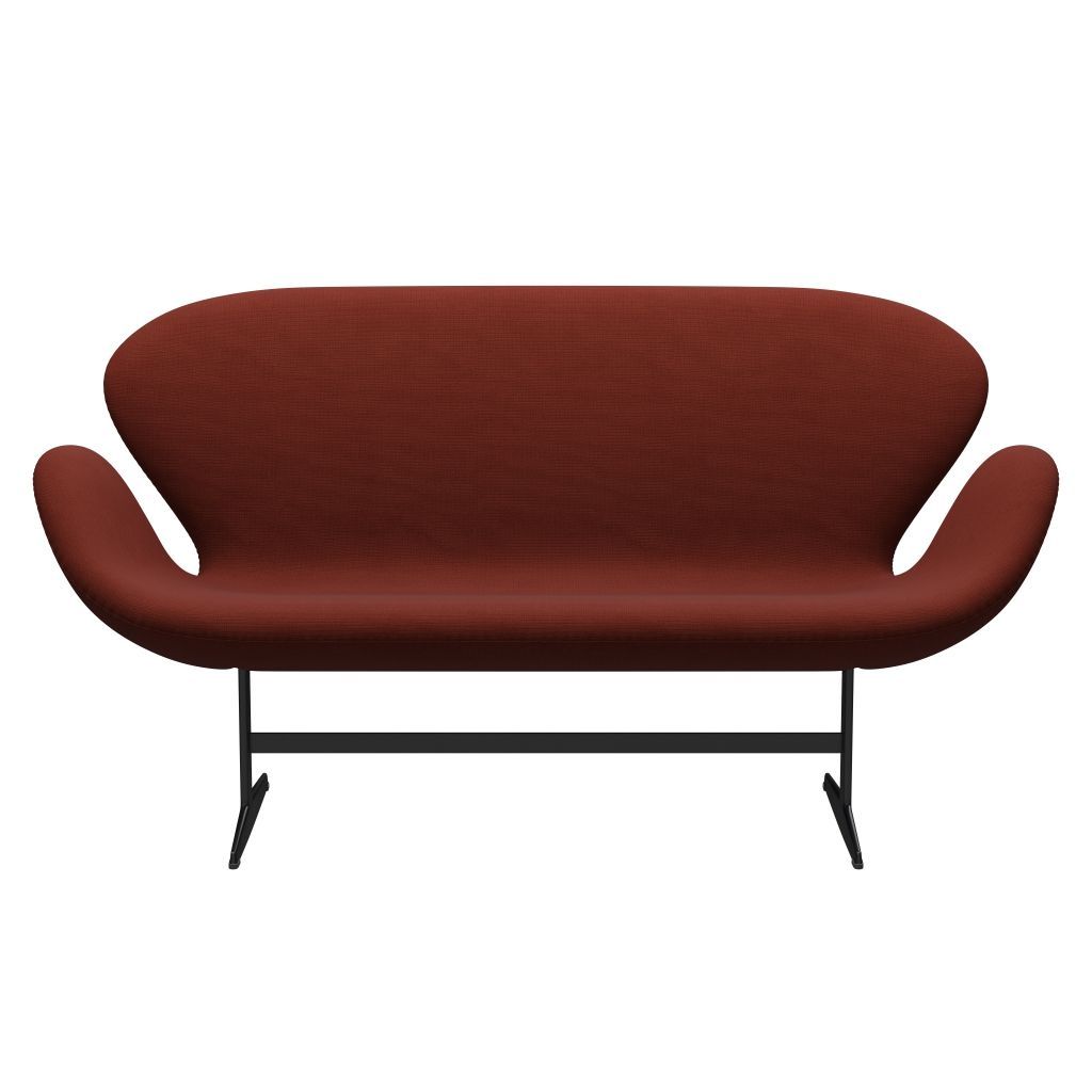 Fritz Hansen Svan soffa 2-sits, svart lackerad/berömmelse ljusgråbrun (63076)
