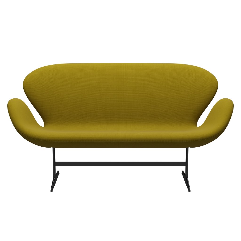 Fritz Hansen Svan soffa 2-person, svart lackerad/berömmelse olivgrön