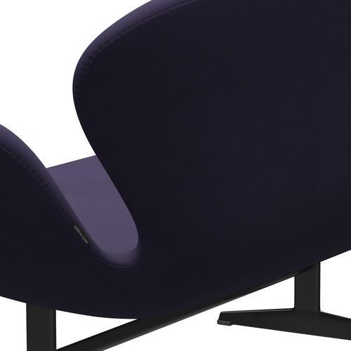 Fritz Hansen Svan soffa 2-person, svart lackerad/berömmelse mörk lila