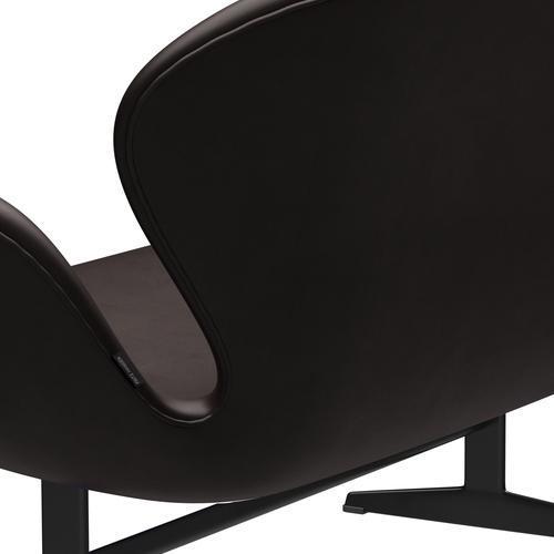 Fritz Hansen Svan soffa 2-sits, svart lackerad/nåd mörkbrun