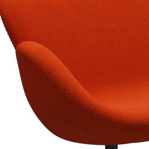 Fritz Hansen Svan soffa 2-personers, svart lack/hallingdal röd/orange