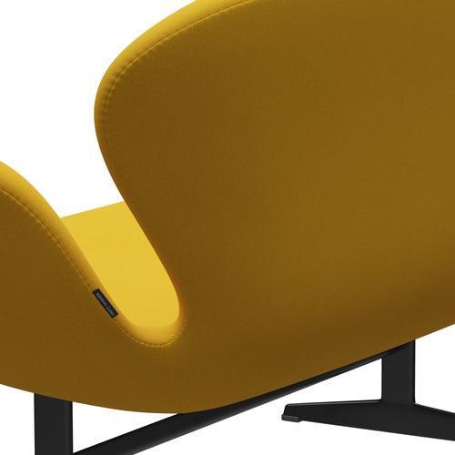 Fritz Hansen Svan soffa 2-personers, svart lack/stålcut gul