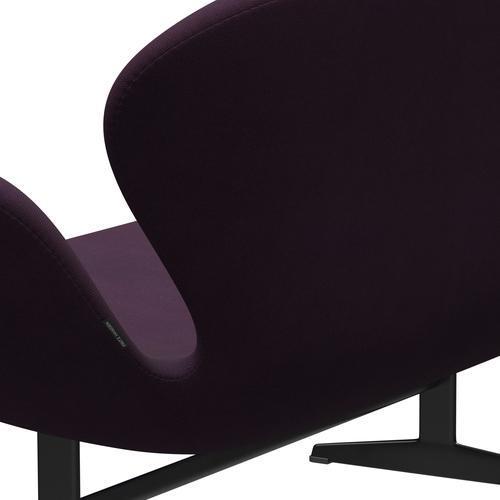Fritz Hansen Svan soffa 2-personers, svart lack/stålcut medium lila