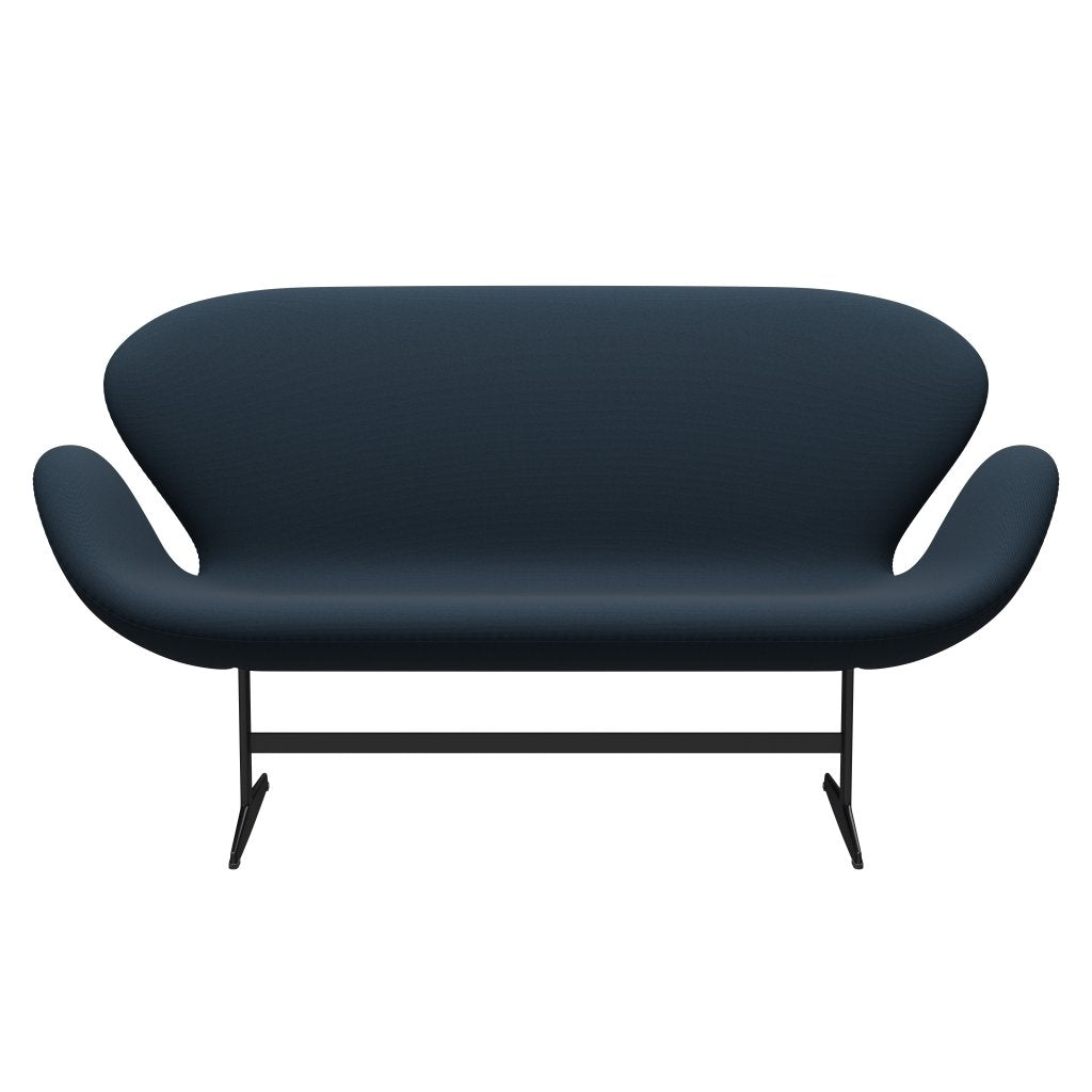 Fritz Hansen Swan Sofa 2-personers, svart lack/steelcut marinblå