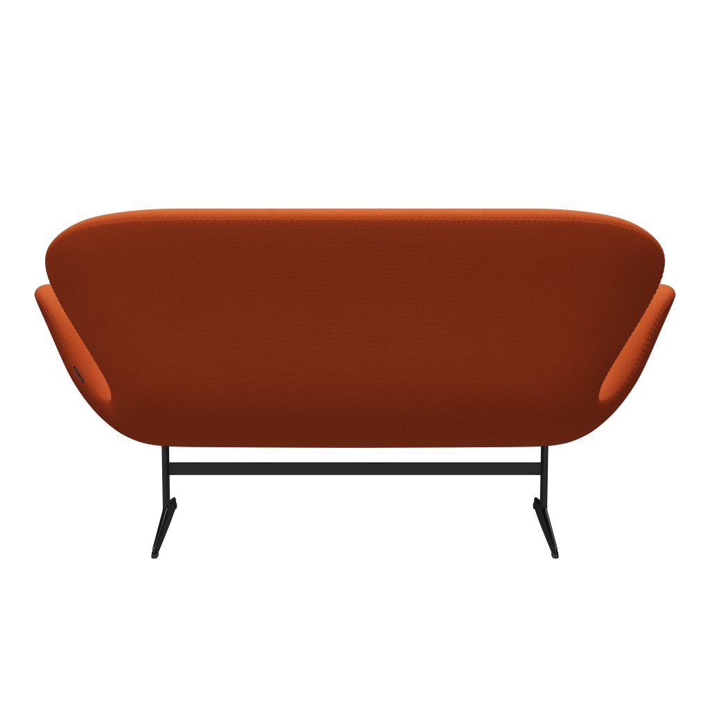 Fritz Hansen Svan soffa 2-personers, svart lack/steelcut mörk orange