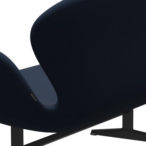 Fritz Hansen Svan soffa 2-personers, svart lack/stålcut mörk havblå