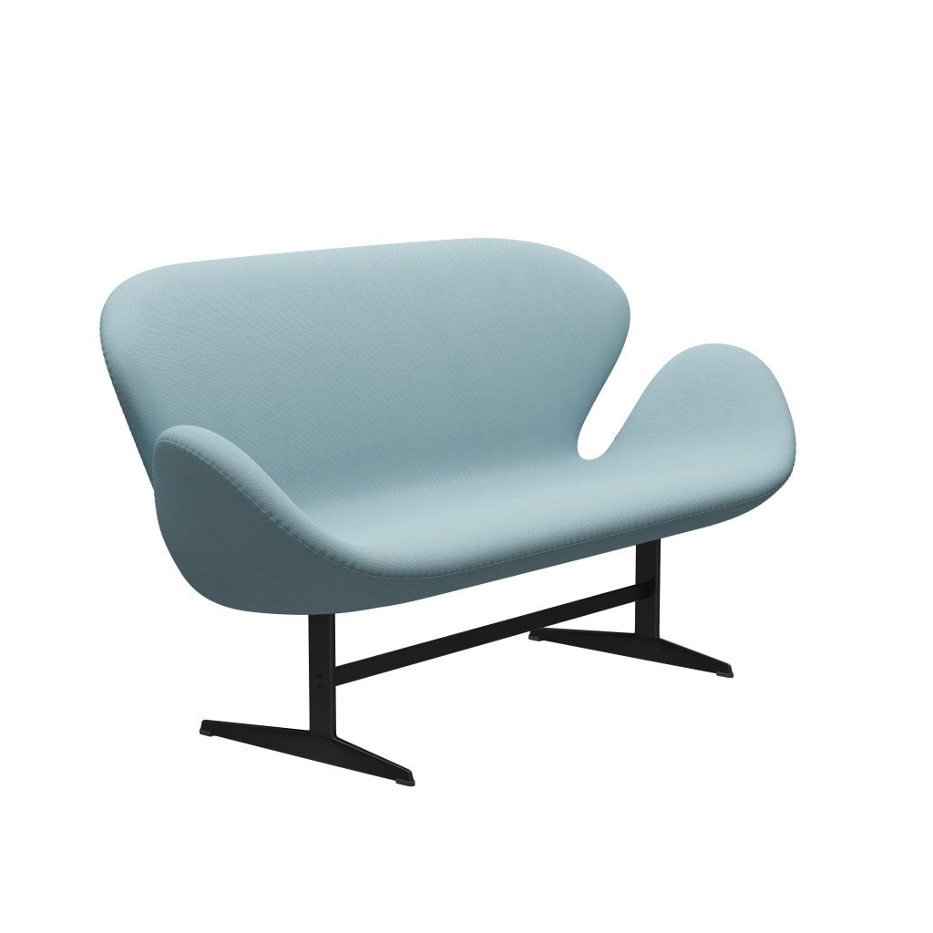 Fritz Hansen Swan Sofa 2-personers, svart lack/steelcut pastellblå