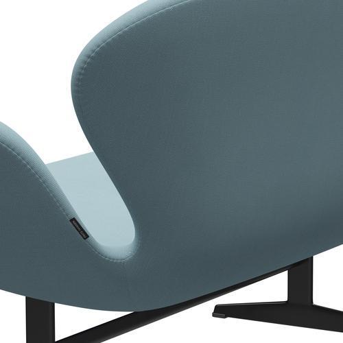 Fritz Hansen Swan Sofa 2-personers, svart lack/steelcut pastellblå