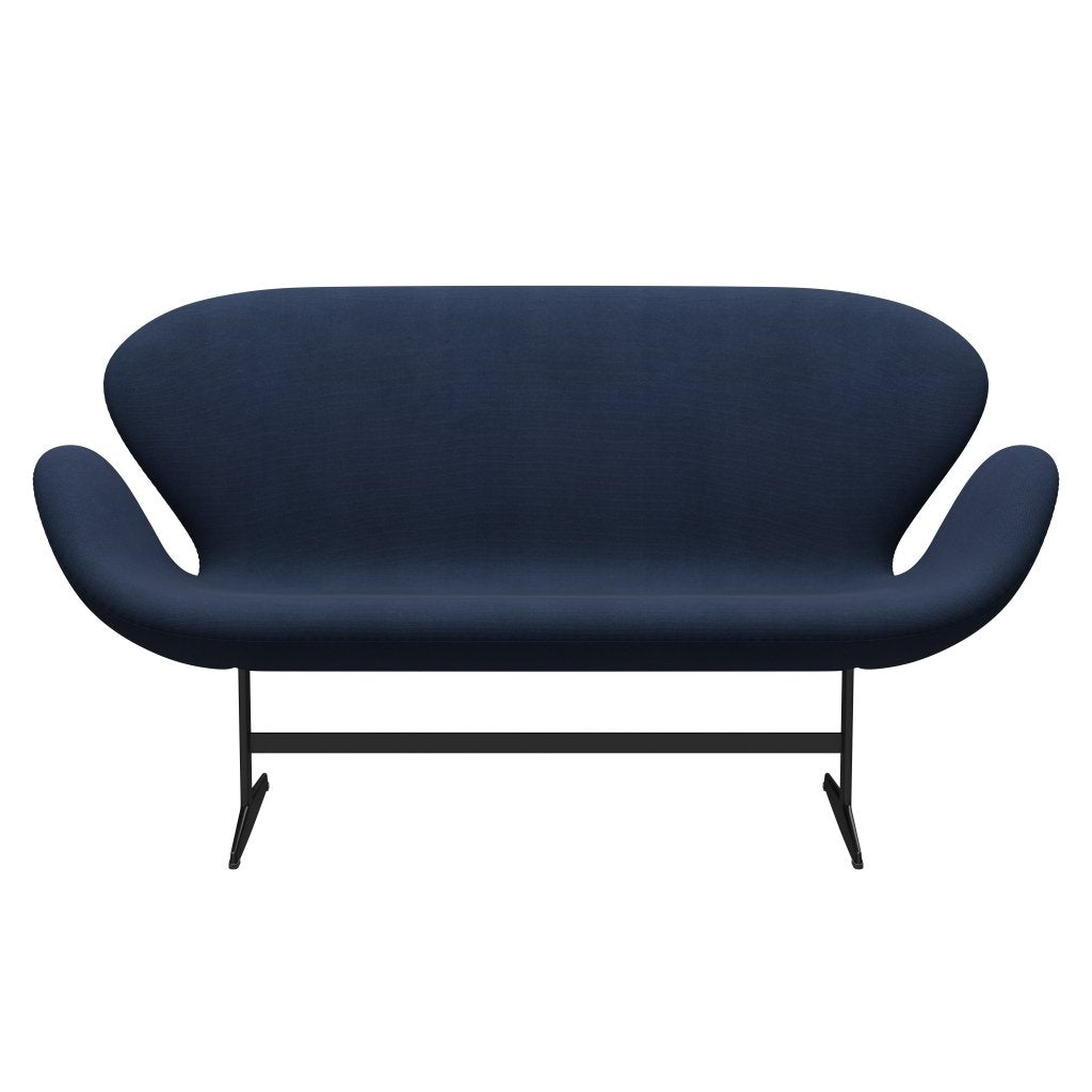 Fritz Hansen Swan Sofa 2-person, svart lackerad/steelcut Royal Blue