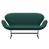 Fritz Hansen Svan soffa 2-person, svart lackerad/stålcuttrio mörkgrön