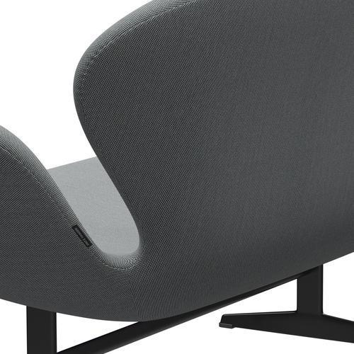 Fritz Hansen Svan soffa 2-person, svart lackerad/steelcut trio grå