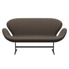 Fritz Hansen Svan soffa 2-person, svart lackerad/steelcut trio grå/brun
