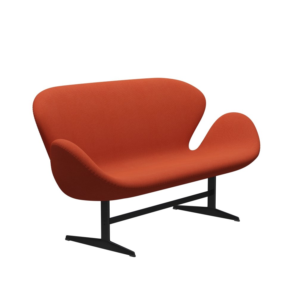 Fritz Hansen Svan soffa 2-personers, svart lack/steelcut trio orange