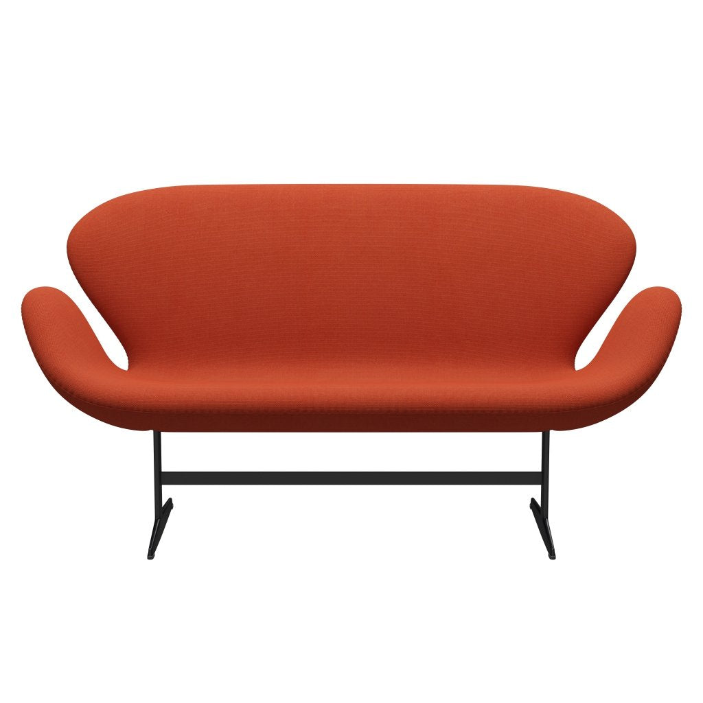 Fritz Hansen Svan soffa 2-personers, svart lack/steelcut trio orange