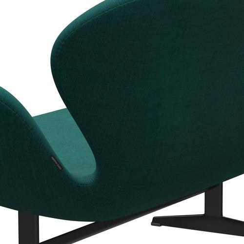 Fritz Hansen Svan soffa 2-sits, svart lackerad/sunniva grön