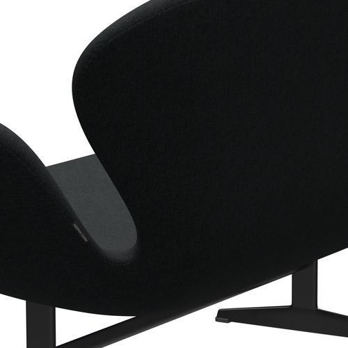 Fritz Hansen Svan soffa 2-sits, svart lackerad/sunniva svart/mörkgrå