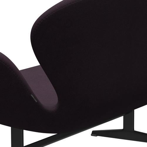 Fritz Hansen Svan soffa 2-person, svart lackerad/tonus aubergine