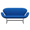 Fritz Hansen Svan soffa 2-person, svart lackerad/tonus blå