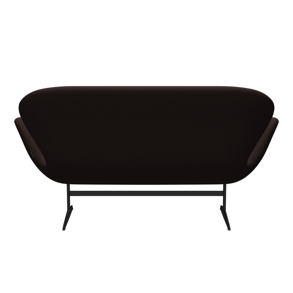 Fritz Hansen Svan soffa 2-sits, svart lackerad/tonus mörkbrun