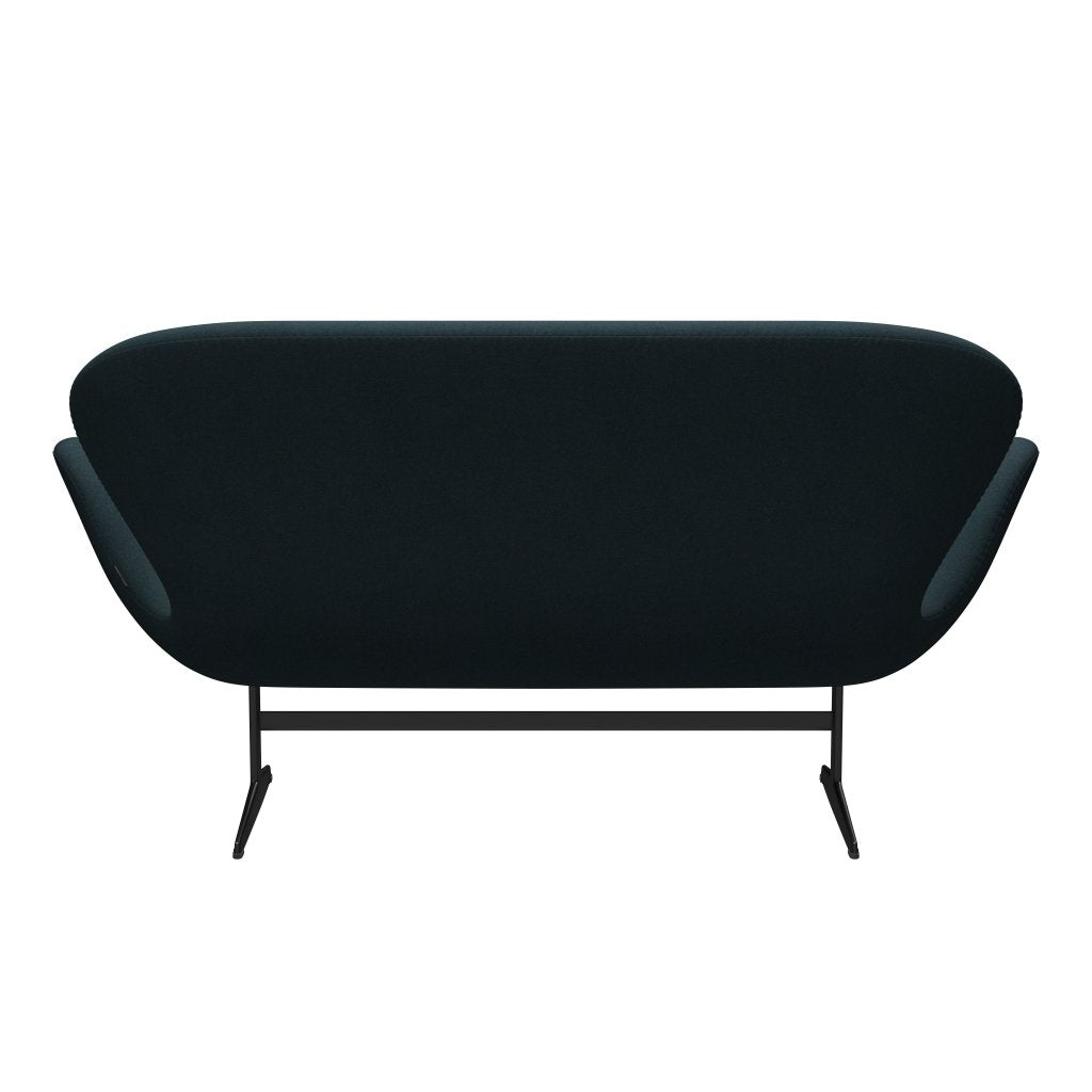 Fritz Hansen Svan soffa 2-sits, svart lackerad/tonus mörkgrön