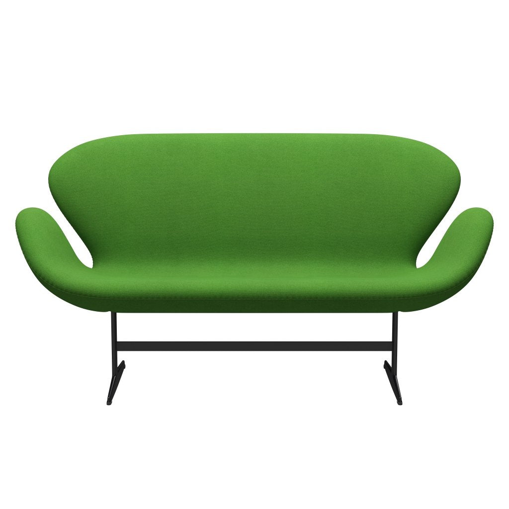 Fritz Hansen Svan soffa 2-sits, svart lackerad/tonus klar grön