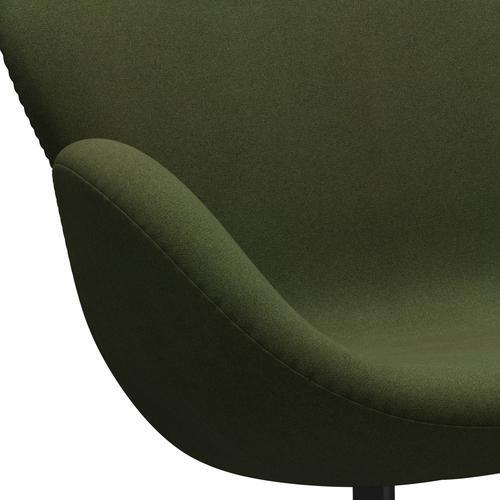 Fritz Hansen Svan soffa 2-sits, svart lackerad/tonus millitar green divina