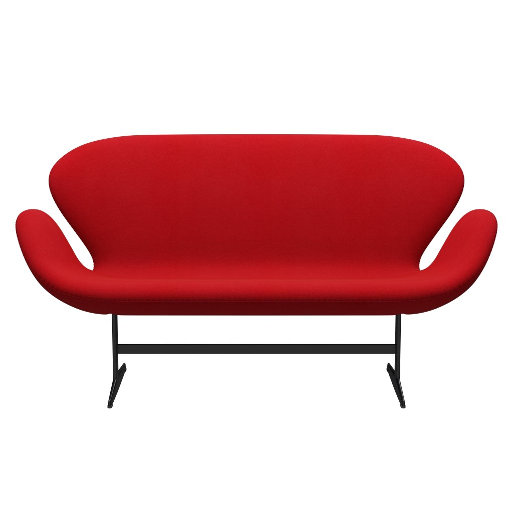 Fritz Hansen Svan soffa 2-sits, svart lackerad/tonus röd