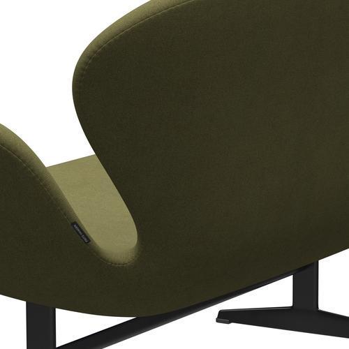 Fritz Hansen Svan soffa 2-sits, svart lackerad/tonus dammig grön