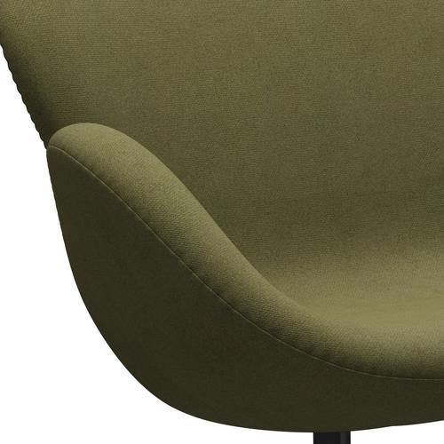 Fritz Hansen Svan soffa 2-sits, svart lackerad/tonus dammig grön