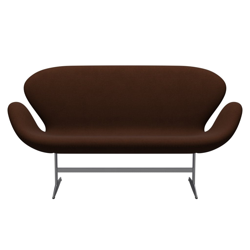 Fritz Hansen Svan soffa 2-sits, silvergrå/komfort mörkbrun