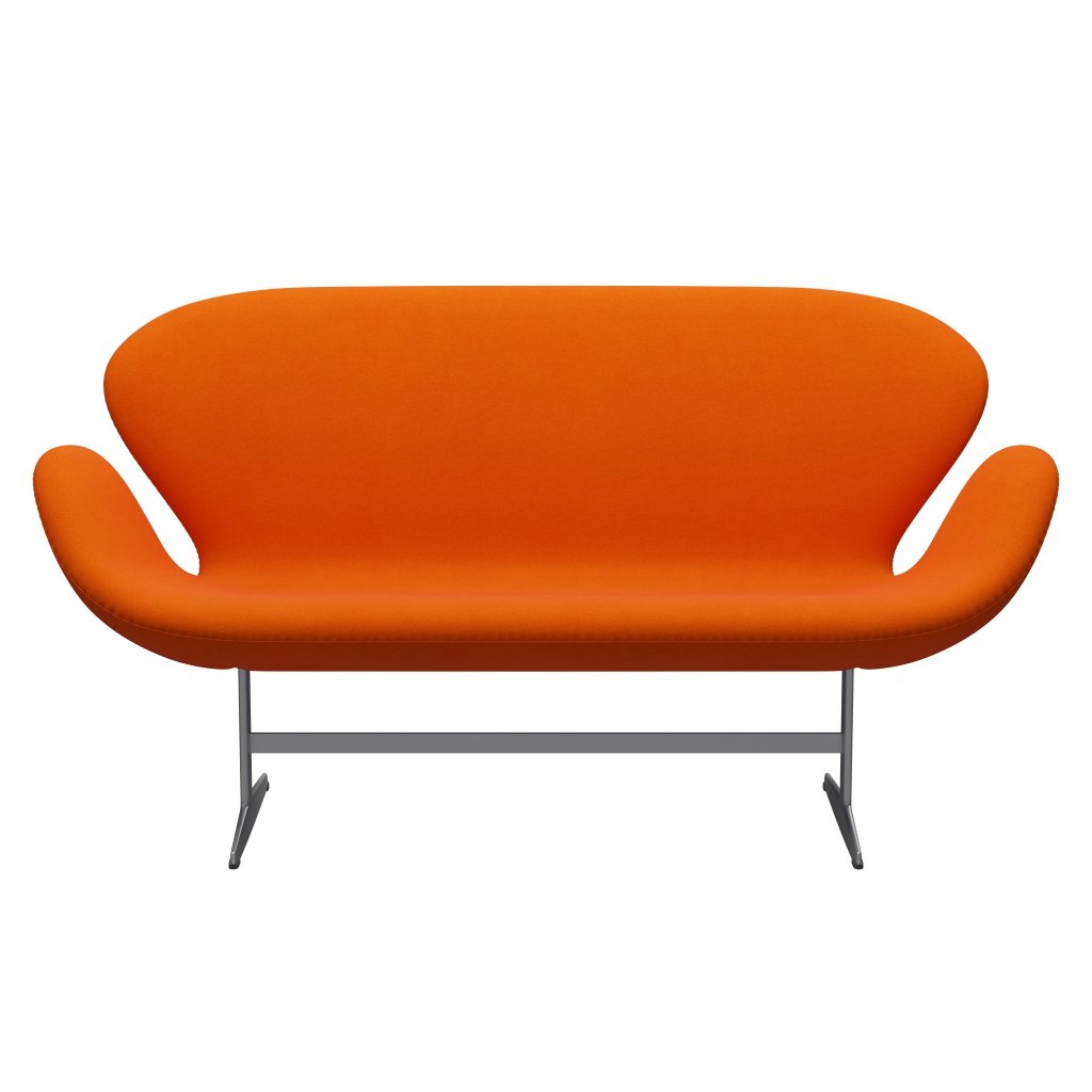 Fritz Hansen Svan soffa 2-personers, silvergrå/tonus klar orange