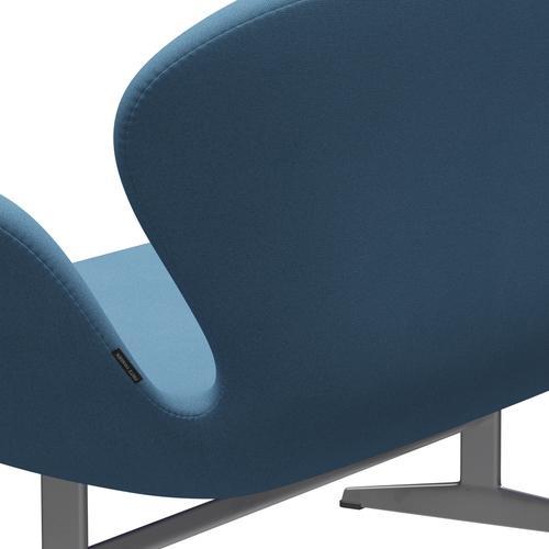 Fritz Hansen Svan soffa 2-personers, silvergrå/tonus pastellblå