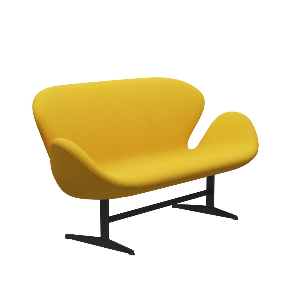 Fritz Hansen Svan soffa 2-personers, varm grafit/stålcut gul