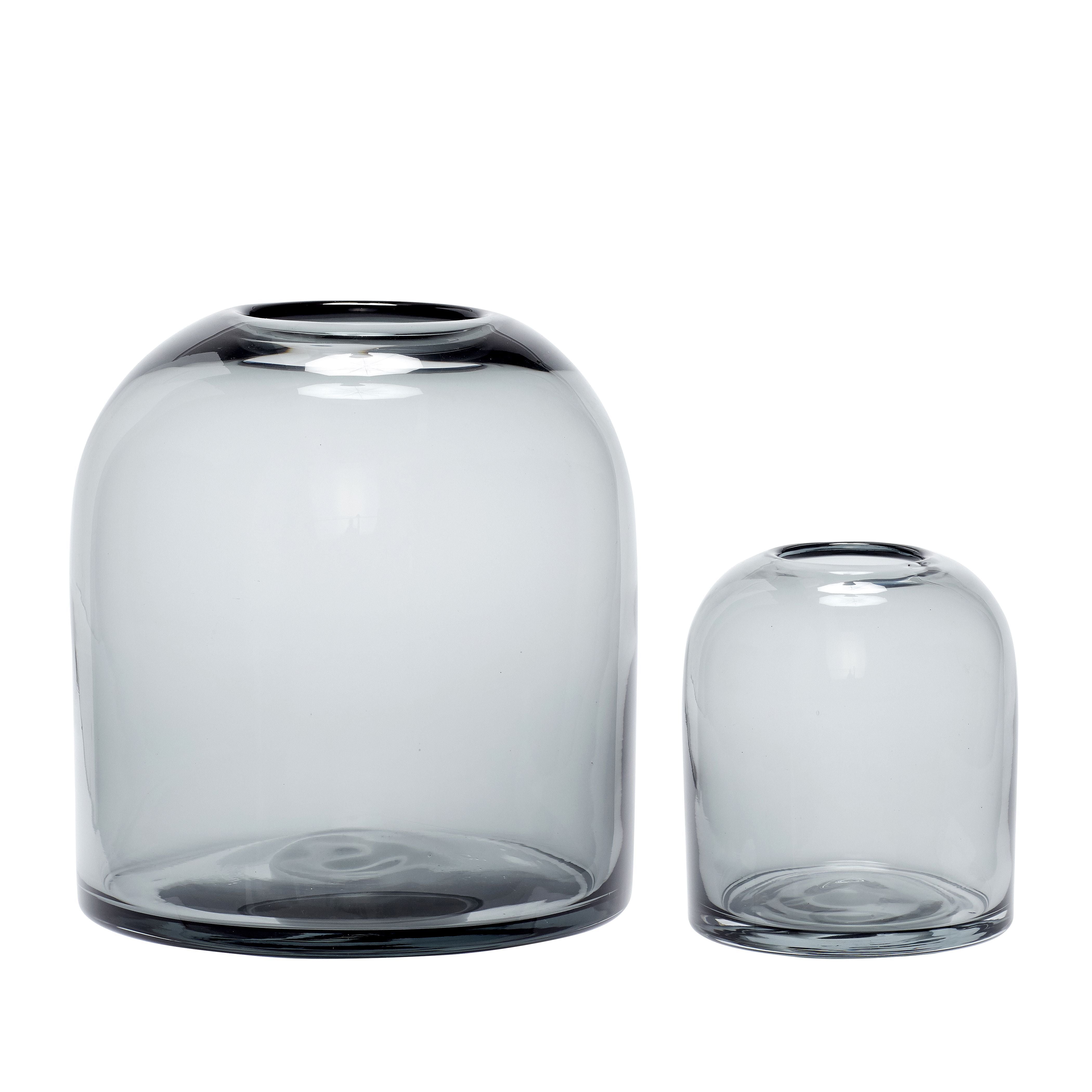 Hübsch Dome Vase Glas Røg Sæt med 2