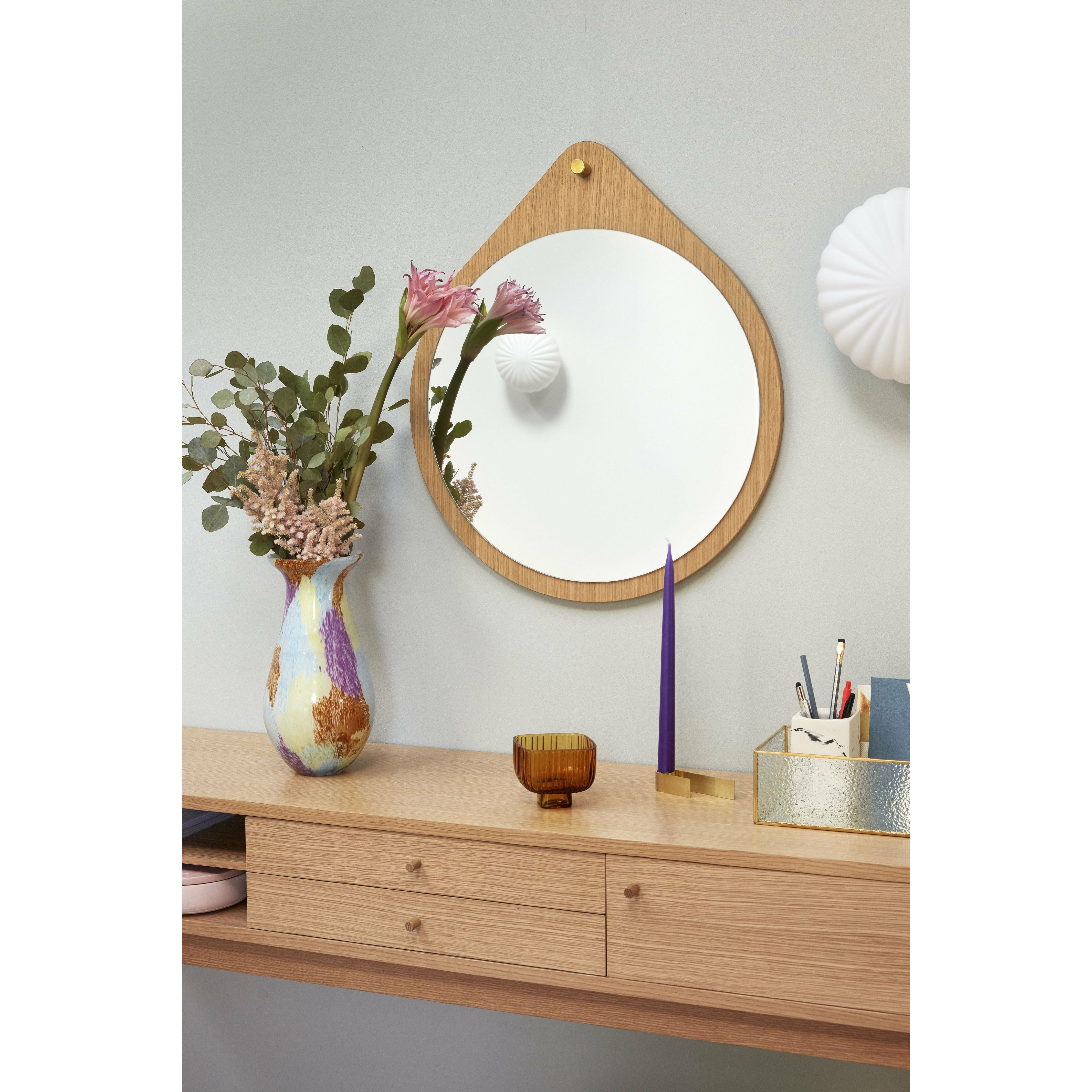 Hübsch Drop Wall Mirror Round Oak Frees FSC