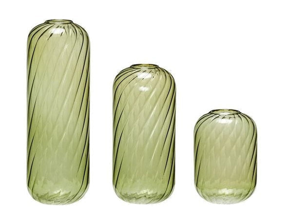 Hübsch Fleur Vase set med 3, Green