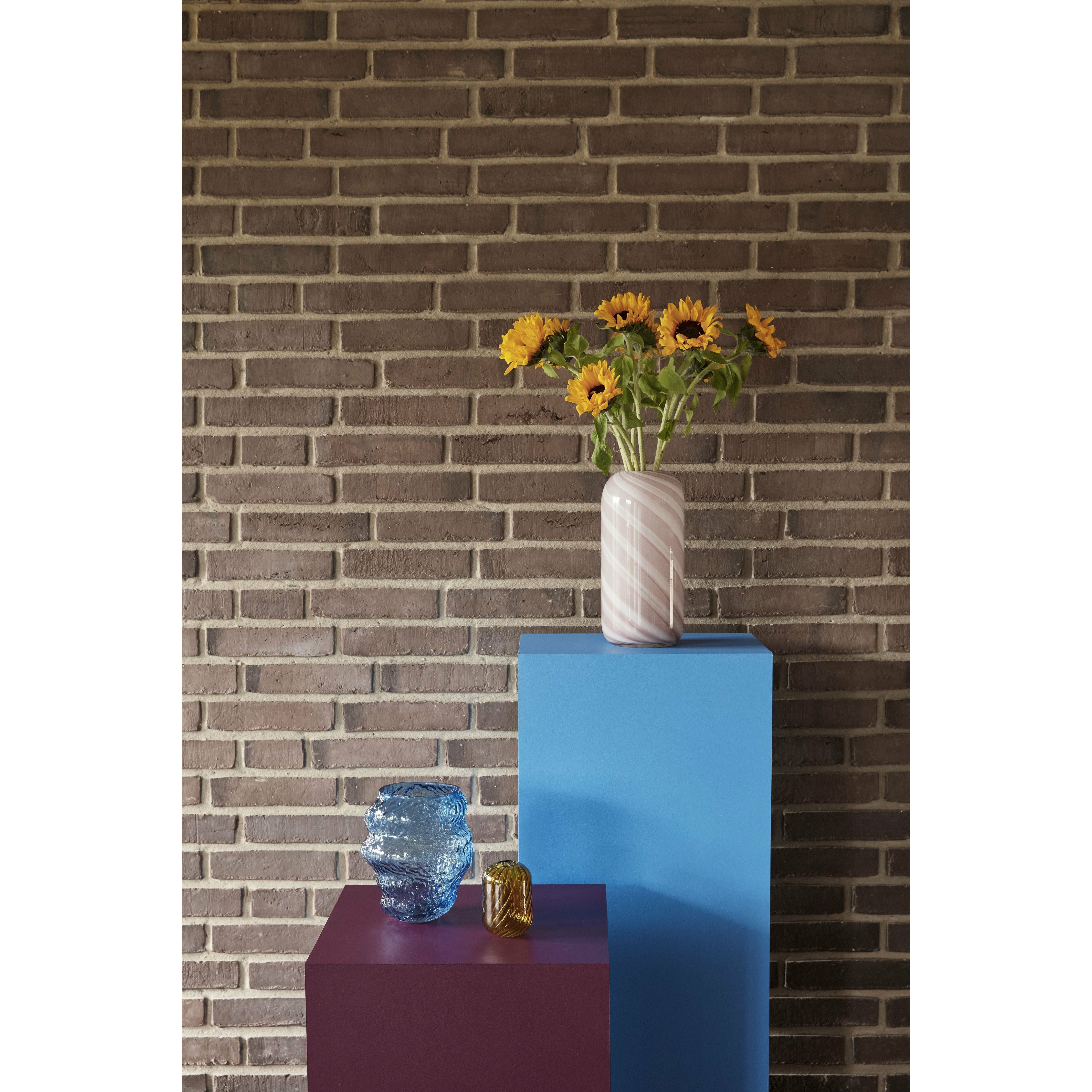 Hübsch Fleur Vase Glass of Amber Yellow Set med 3