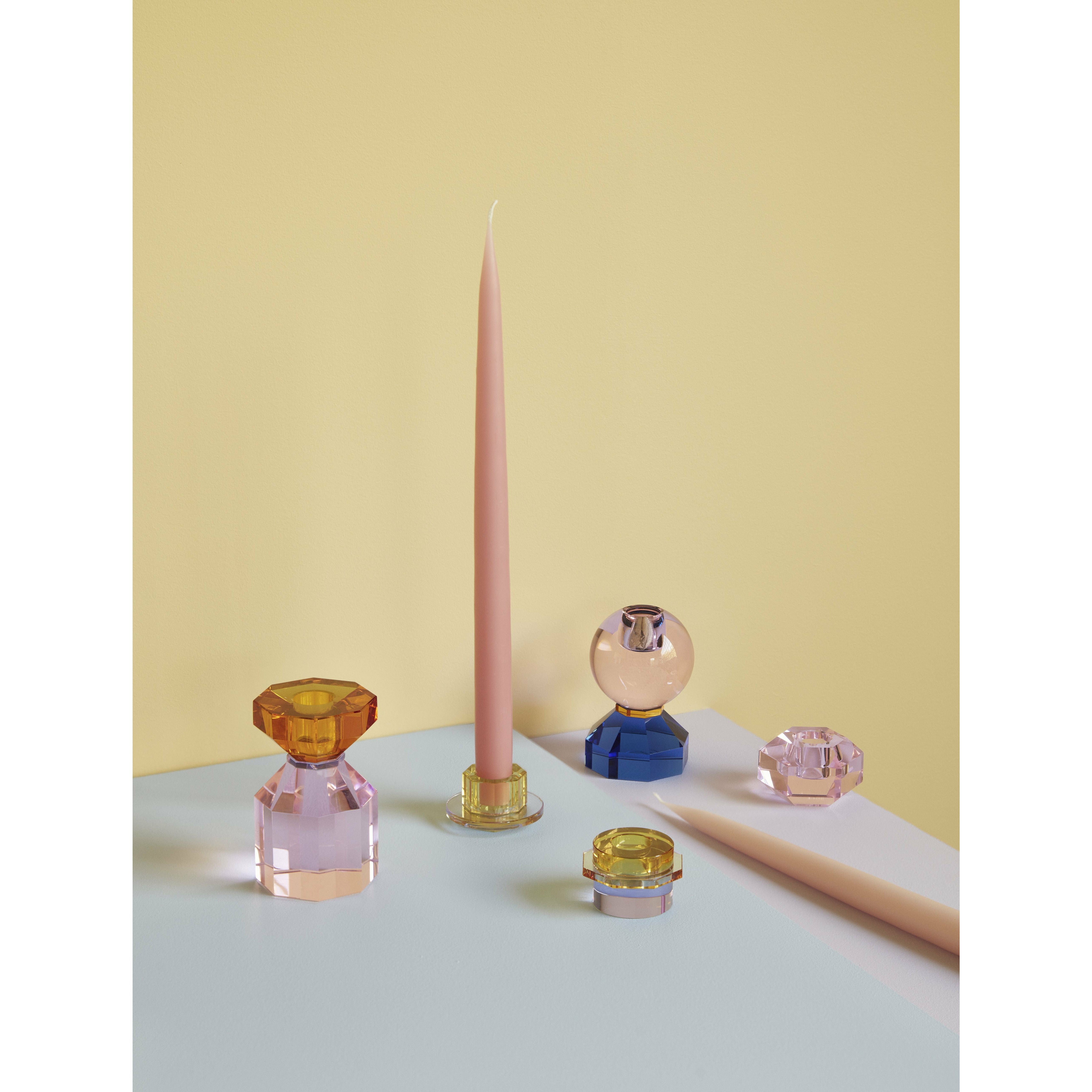 Hübsch Spara ljusstake Crystal Amber Yellow/Pink